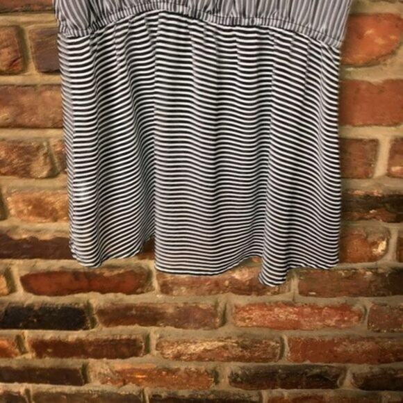 Bobeau Black & White Striped Half-Button High Low Tunic Top Women's Size Medium - Picture 6 of 7